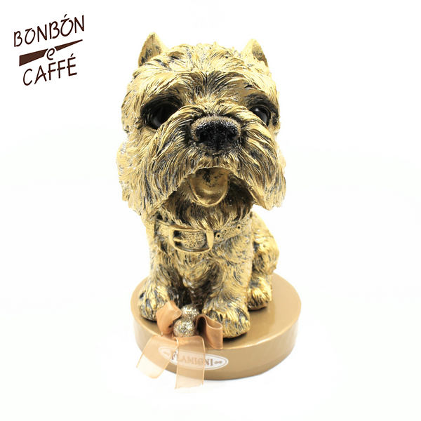 Schnauzer-grande-resina-con-torroncini-morbidi-ricoperti-di-cioccolato-al-latte.